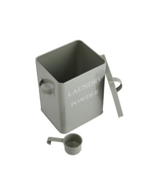 Storied Home Metal Laundry Powder Container with Lid and Scoop, Grey