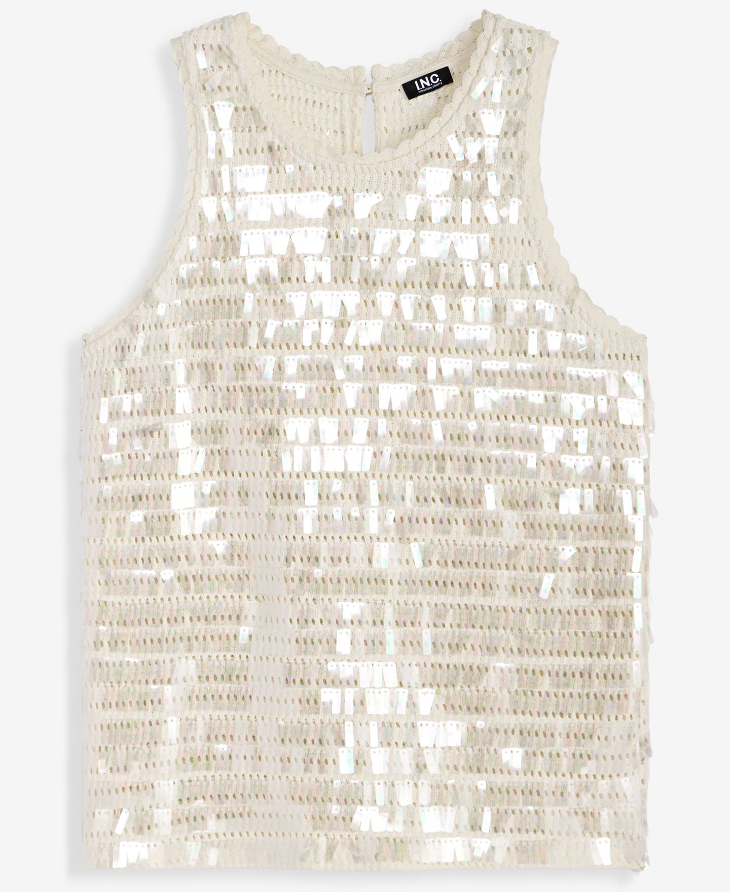 Женский топ I.N.C. International Concepts Sequin Crochet Cotton Tank Top, цвет: Прозрачный — фото 5