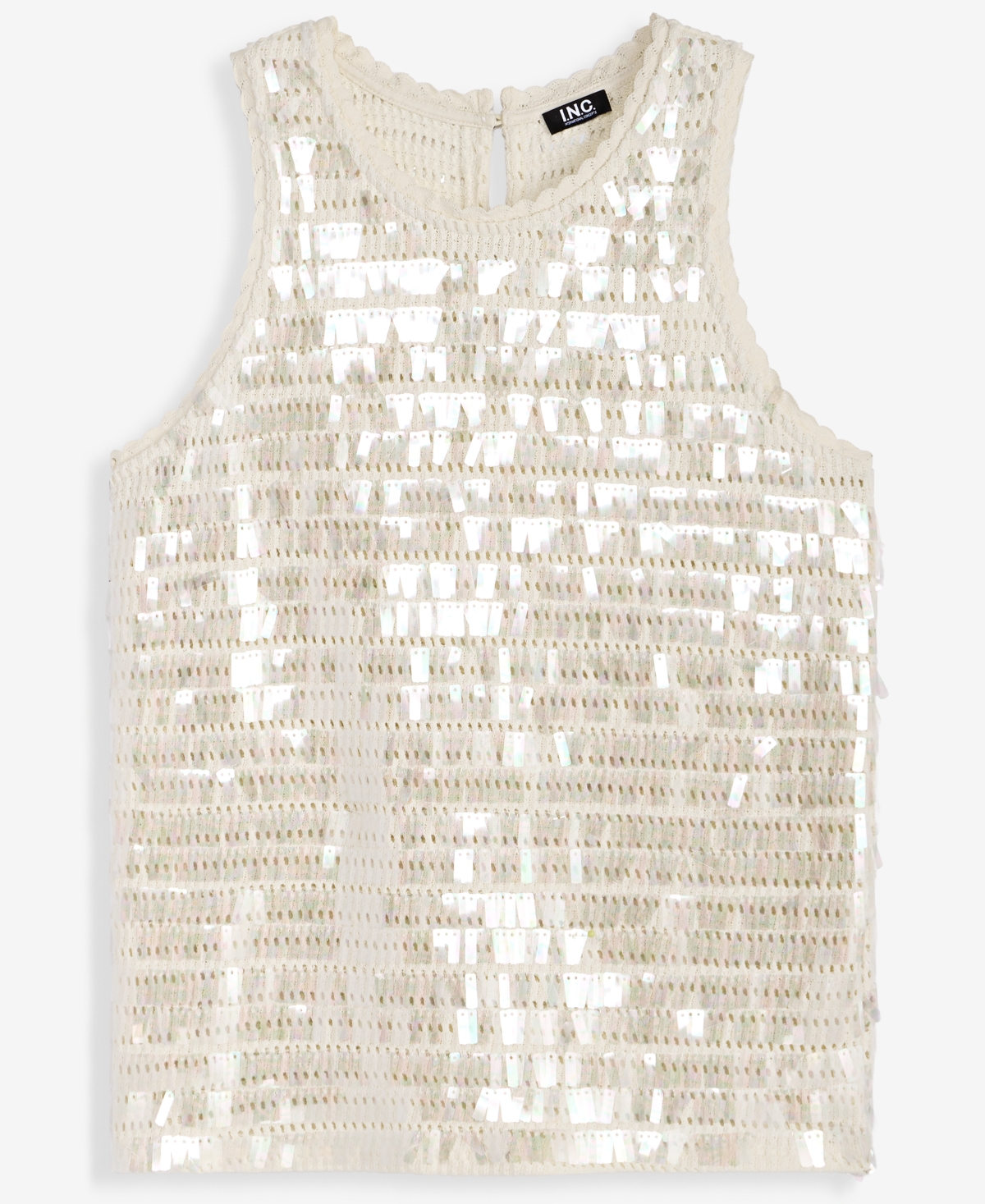 I.n.c. International Concepts Women's Sequin Crochet Cotton Tank Top, Macy's Exclusive