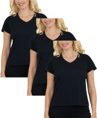Galaxy Divatee Women’s Relaxed Fit V-Neck Short Sleeve T-Shirt-3 Pack