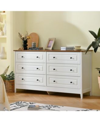 RAINSKEN 6 Drawer Dresser for Bedroom, 54 Inch Modern Wood Large Dresser,  with Smooth Gliding Drawers, for Bedroom Living Room - Macy's