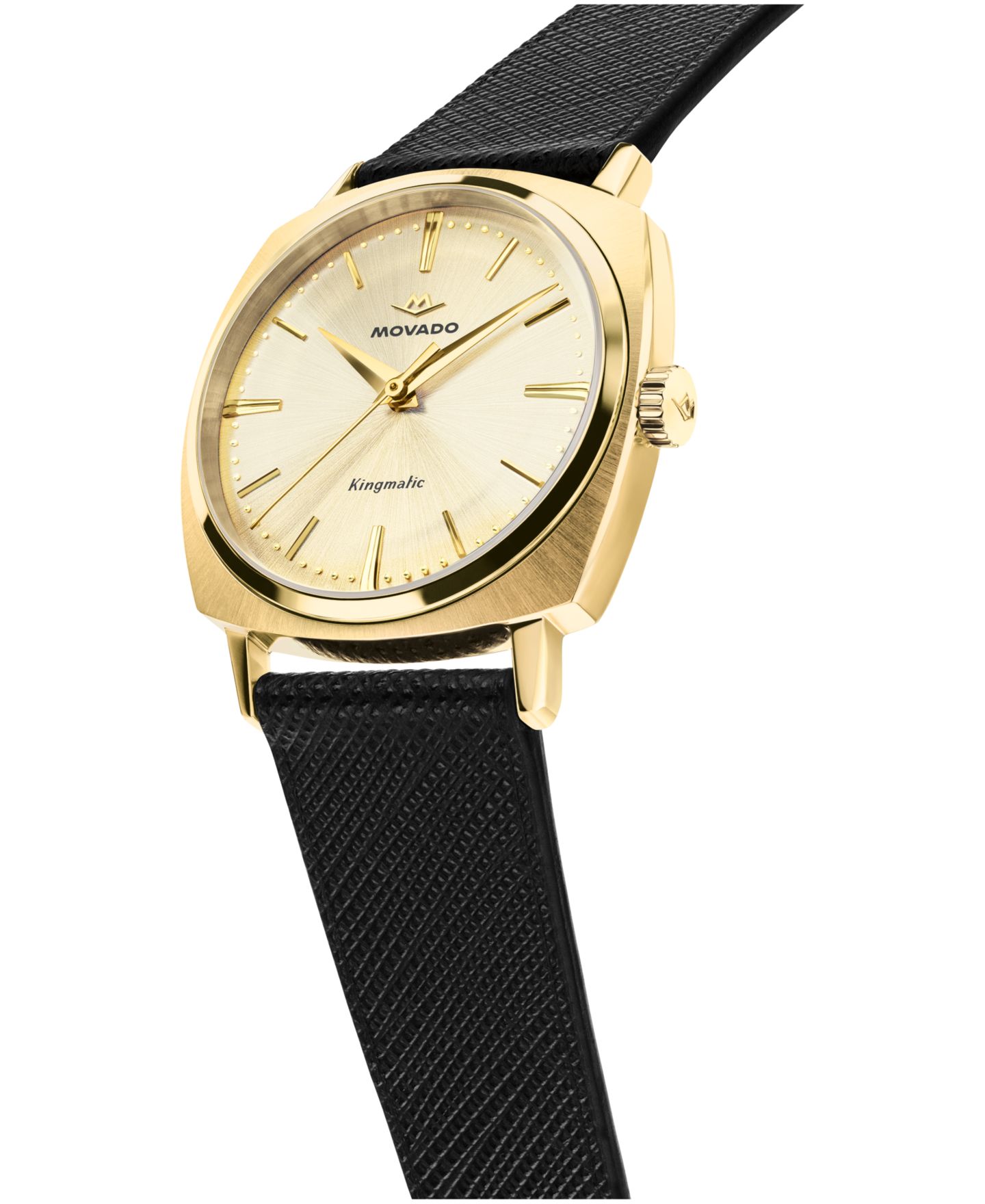 Мужские часы Movado Kingmatic Swiss Automatic Black Leather Watch 35mm — фото 3