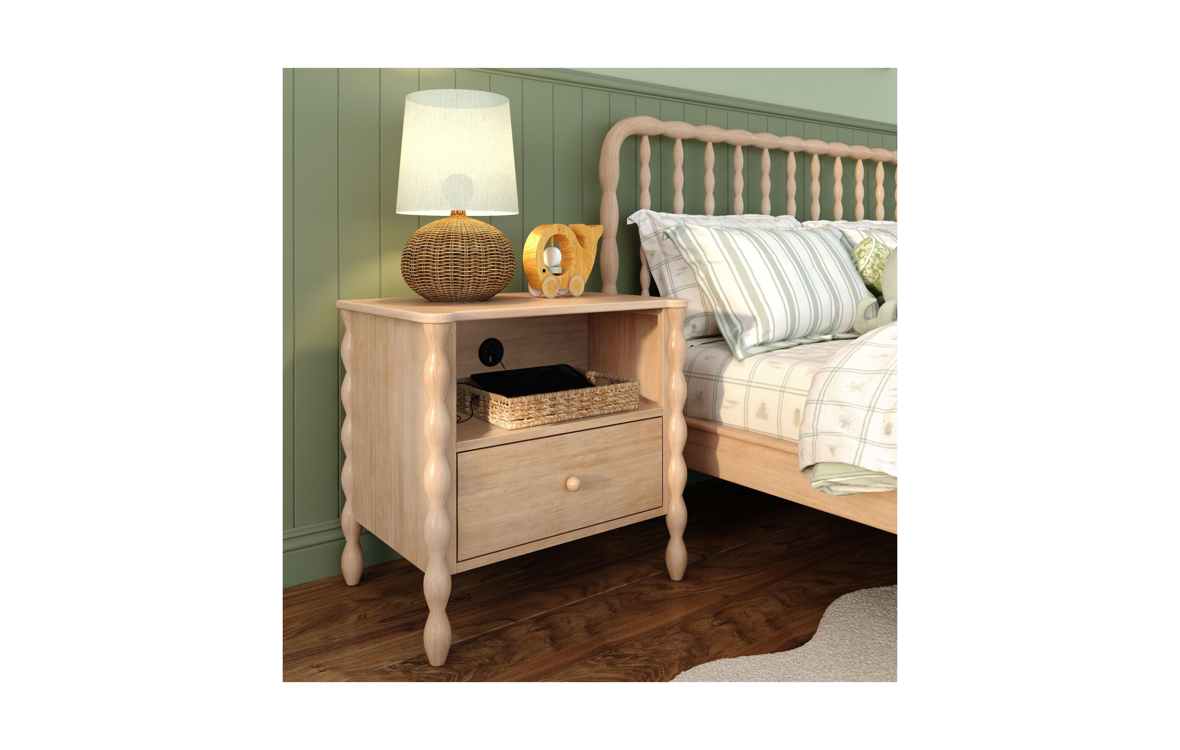 Max & Lily Jenny Lind Cubby Nightstand with 1 Drawer and Electrical Outlet
