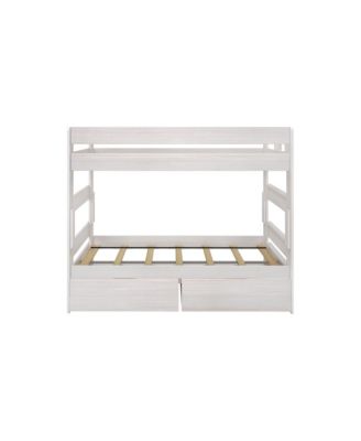Max and Lily Solid Wood Modern Farmhouse Farmhouse Twin/Twin Bunk Bed with Storage Drawers