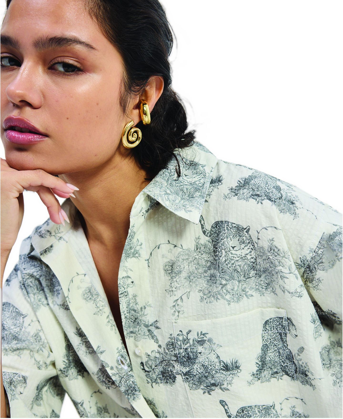 Женская рубашка Reistor Oversized High-Low in Animal print — фото 3