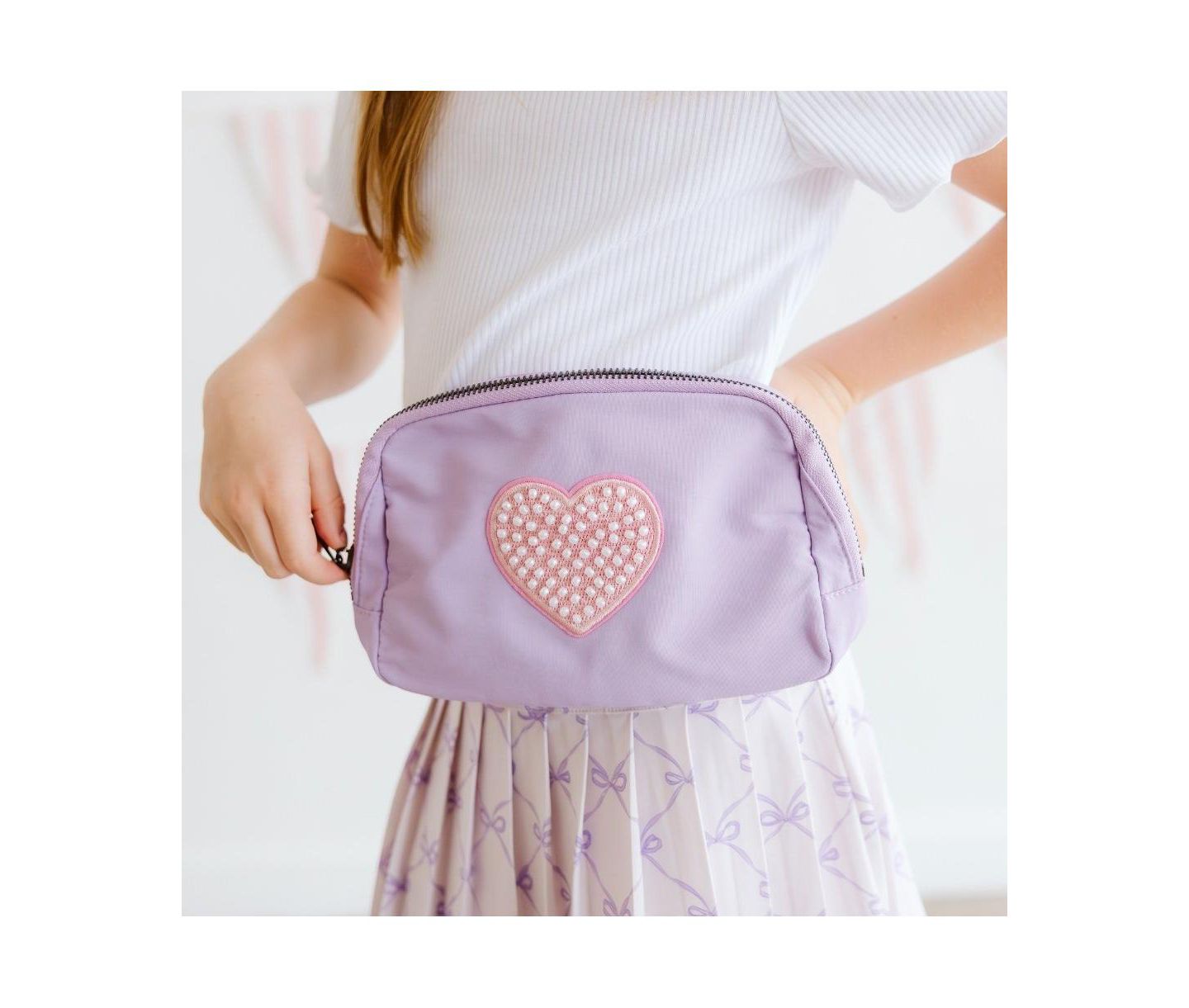 Детская сумка Sweet Wink Pearl Heart Patch Belt, цвет: Лавандовый — фото 3