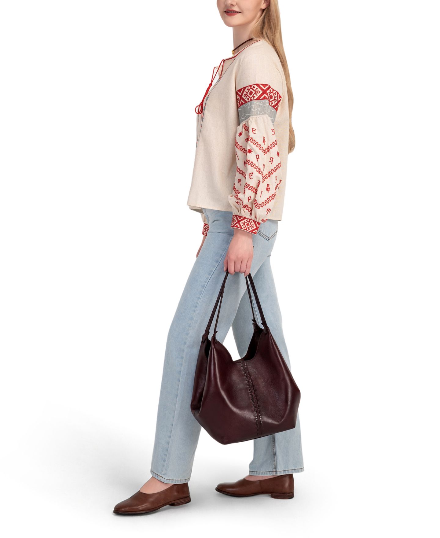 Женская сумка OLD TREND Wisteria Small Handwoven Tote Handbag, цвет: Бордовый красный — фото 9