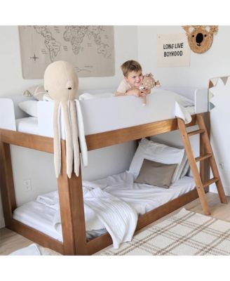 Twin Over Twin Solid Wood Mid Century Modern Bunk Bed