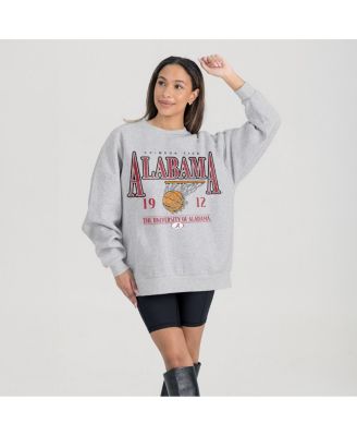 Women's Gray Alabama Crimson Tide Basketball Premium Fleece Drop Pullover Sweatshirt