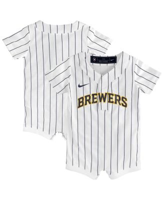 Baby Boys and Girls White Milwaukee Brewers Alternate Replica Romper Jersey