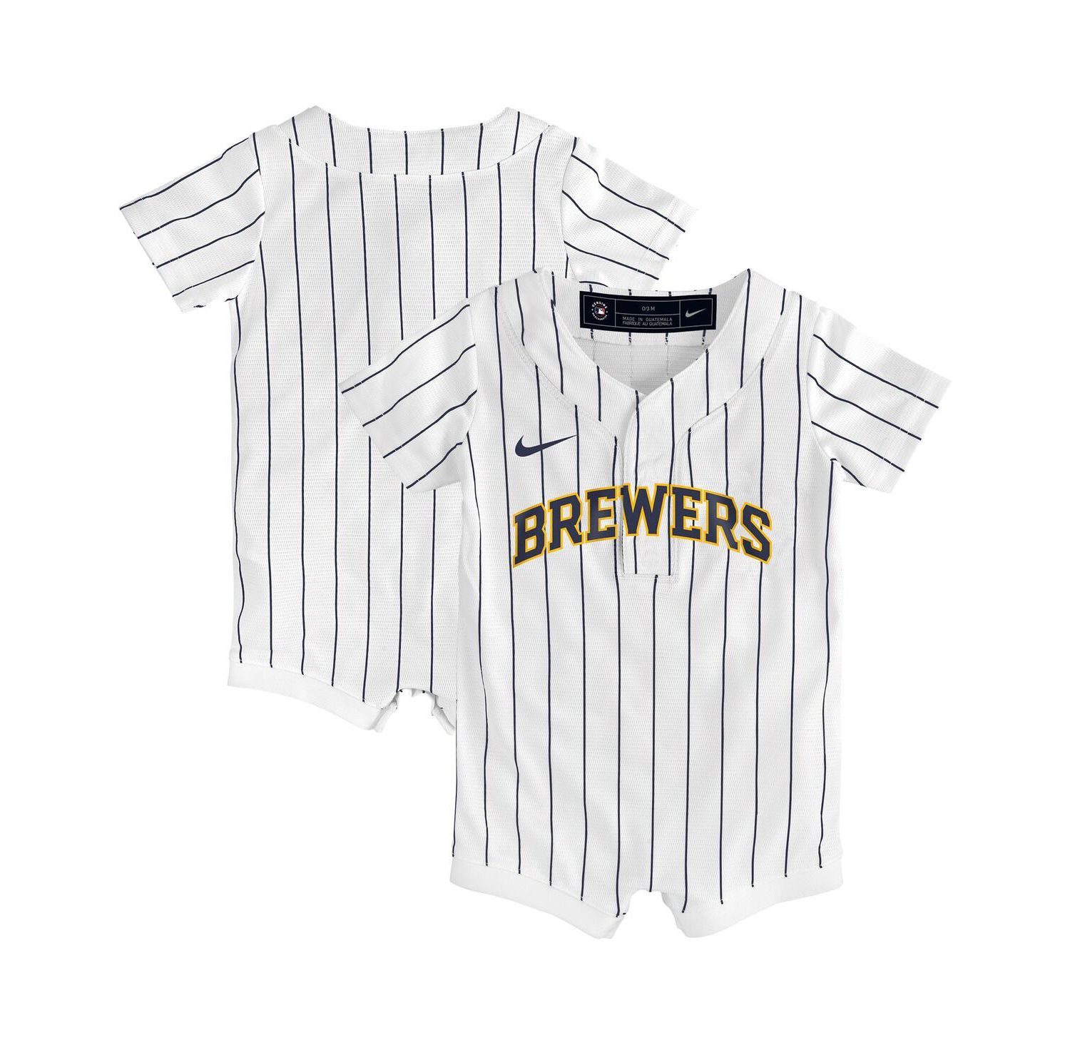 Baby Boys and Girls White Milwaukee Brewers Alternate Replica Romper Jersey
