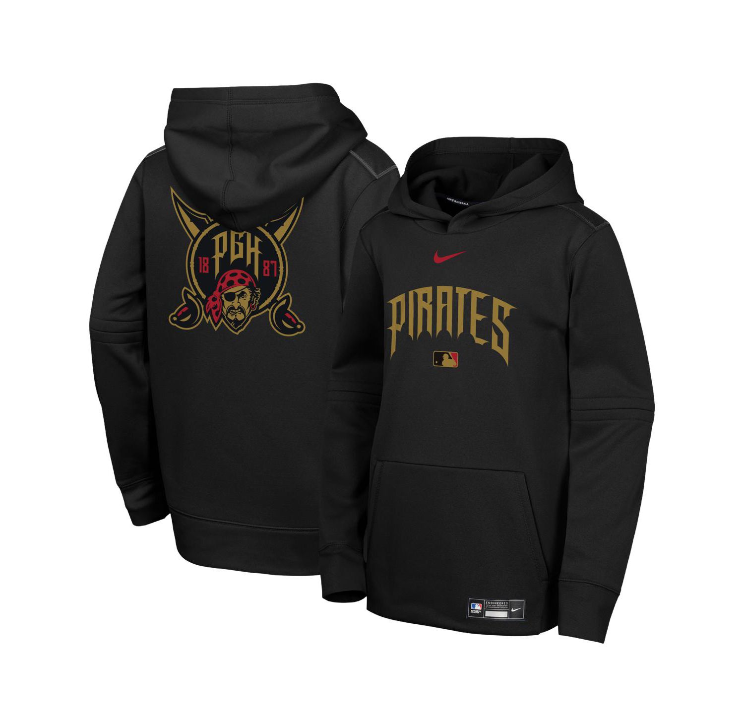 Big Boys and Girls Black Pittsburgh Pirates 2026 City Connect Authentic Collection Therma-FIT Hoodie