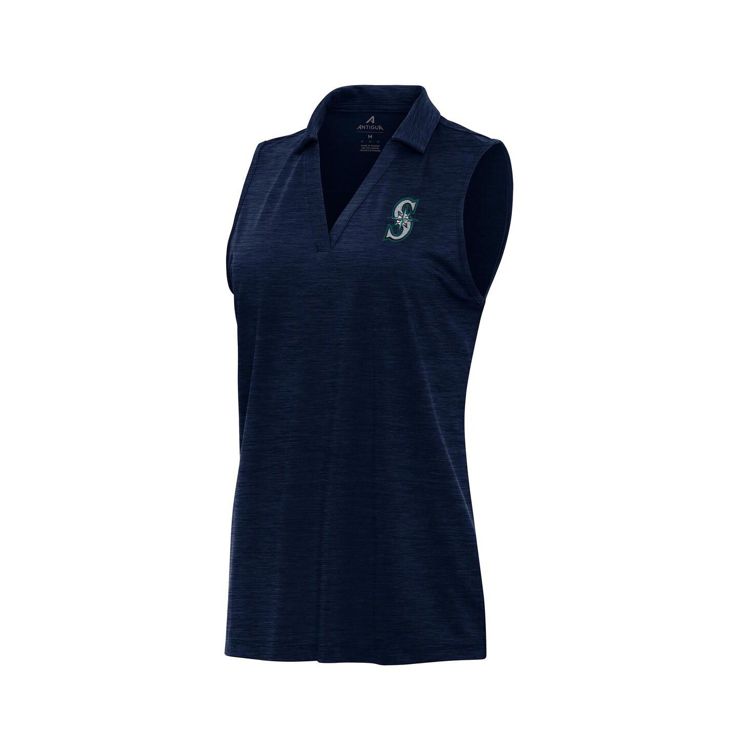 Женское поло Antigua Heather Navy Seattle Mariners Layout Sleeveless Polo — фото 1