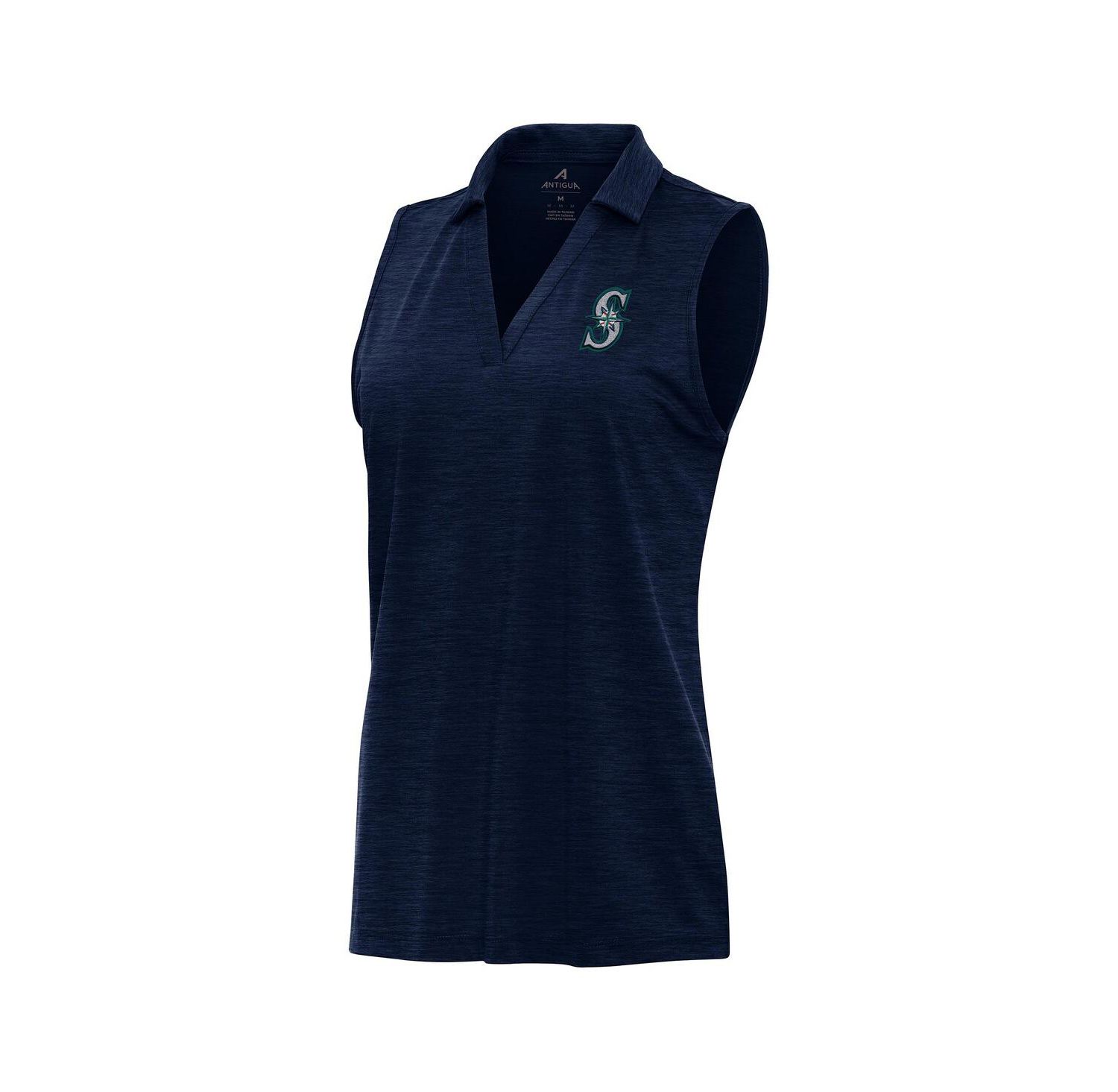 Women's Heather Navy Seattle Mariners Layout Sleeveless Polo Shirt