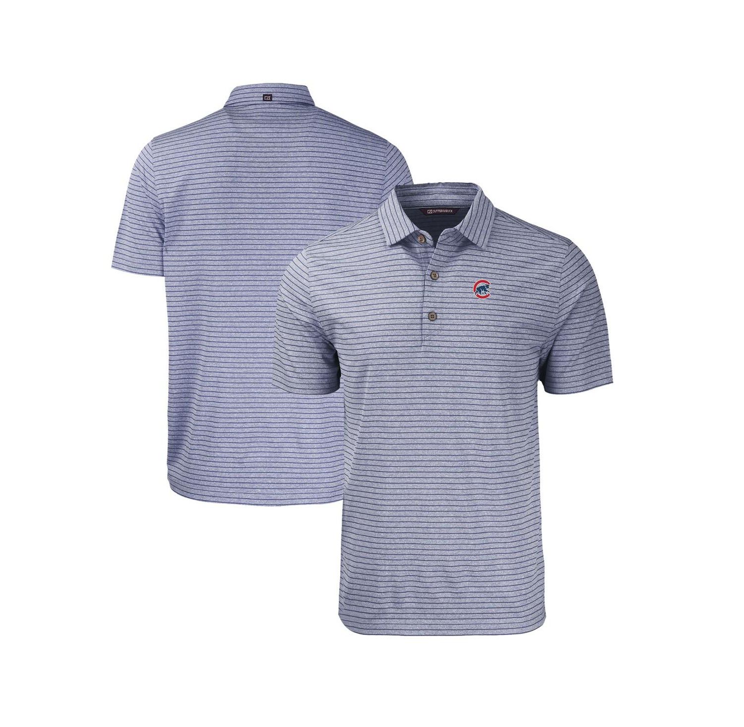 Men's Heather Navy Chicago Cubs Forge Eco Heathered Stripe Stretch Polo Shirt