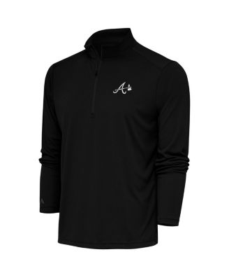Men's Black Atlanta Braves Metallic Tribute Quarter-Zip Top