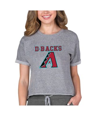Women's Gray Arizona Diamondbacks Tri-Blend Mainstream Terry Short Sleeve Sweatshirt Top