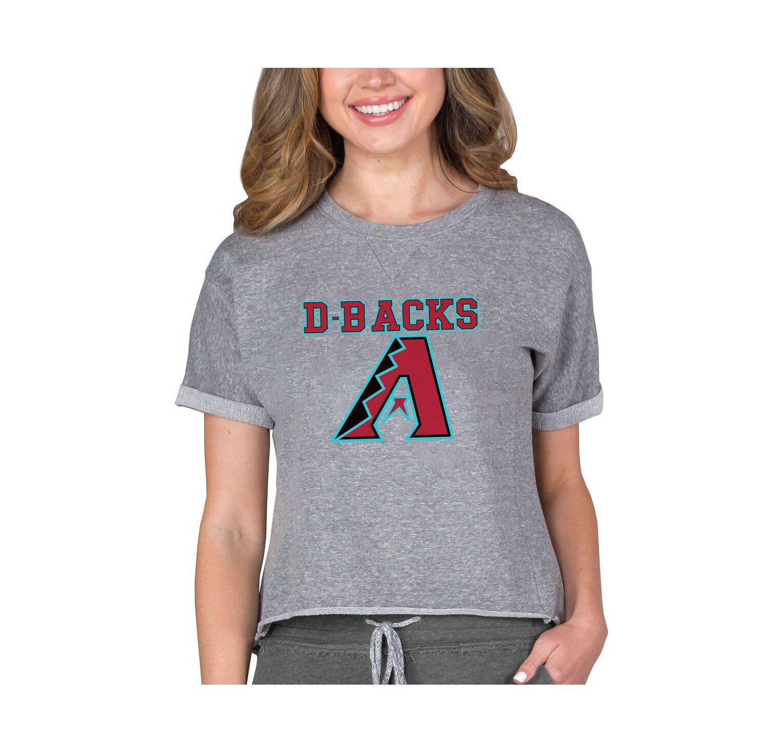 Women's Gray Arizona Diamondbacks Tri-Blend Mainstream Terry Short Sleeve Sweatshirt Top