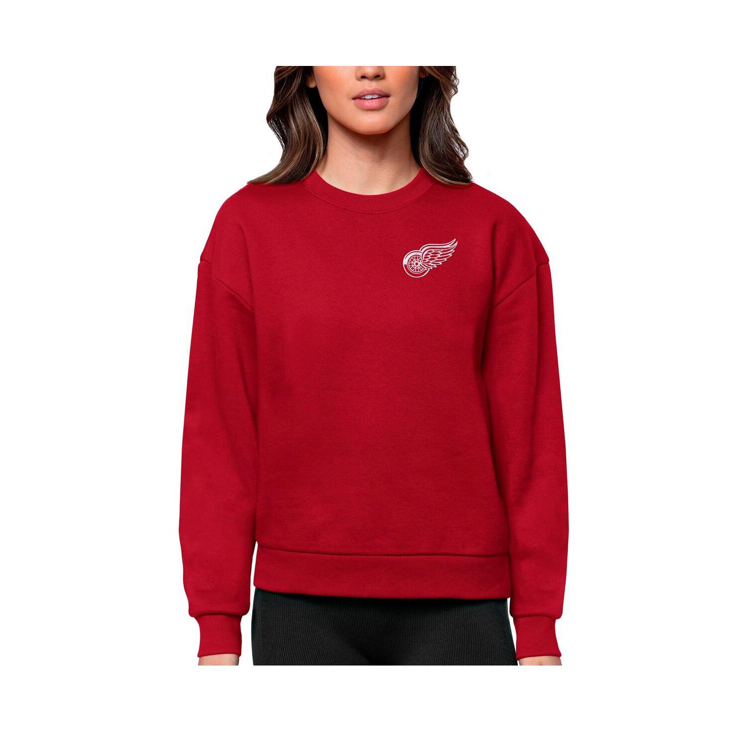 Women's Red Detroit Red Wings Primary Logo Victory Crewneck Pullover Sweatshirt
