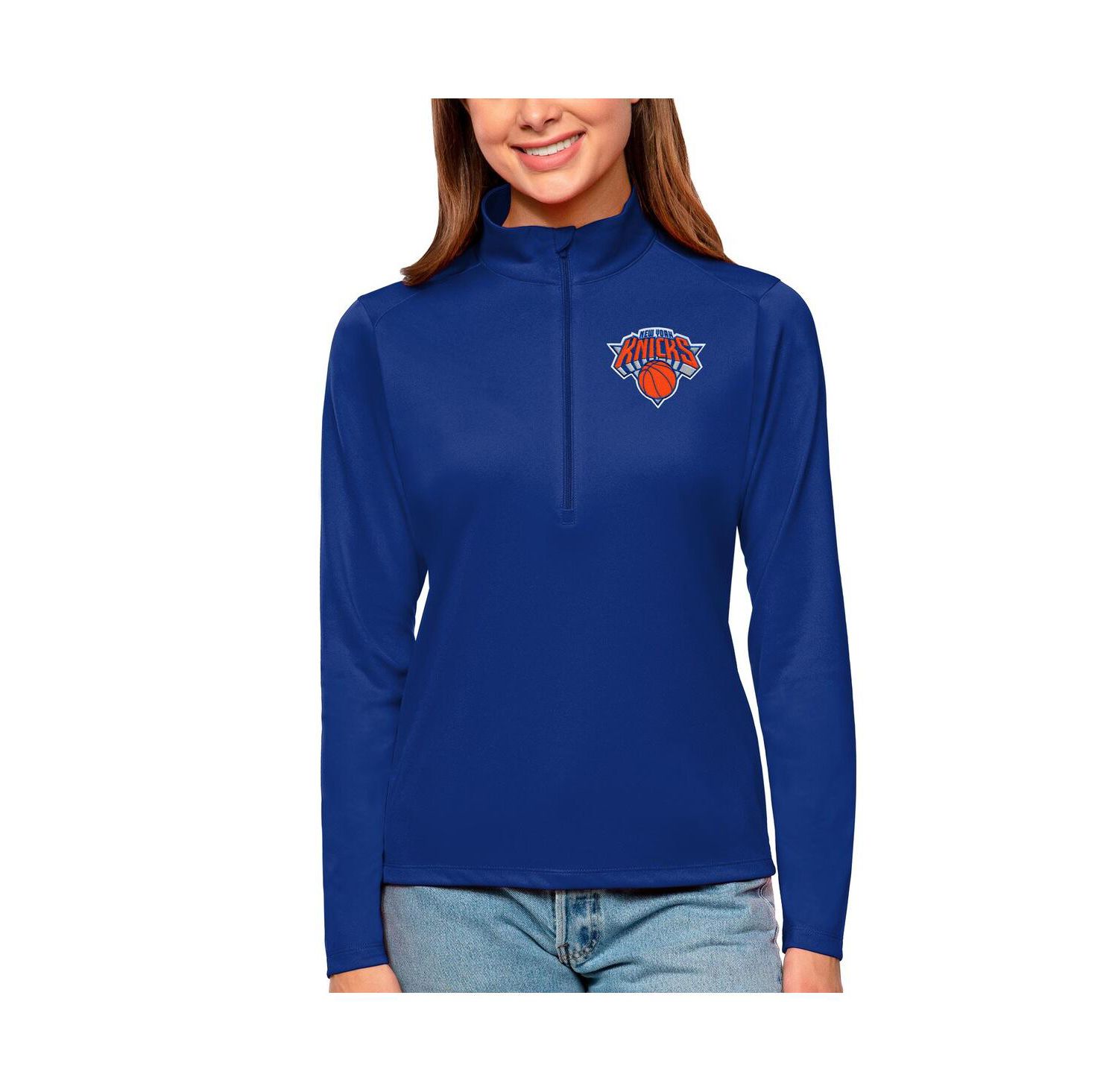 Women's Blue New York Knicks Tribute Half-Zip Top