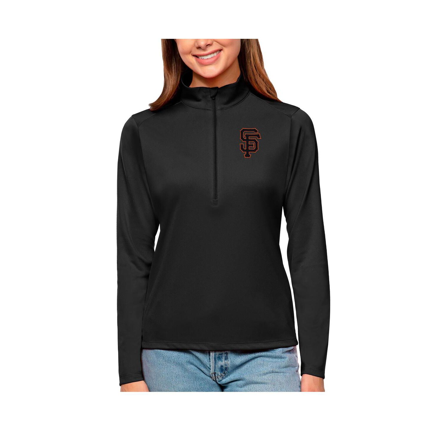 Женский свитер Antigua Black San Francisco Giants Tribute Quarter-Zip Pullover Top — фото 1