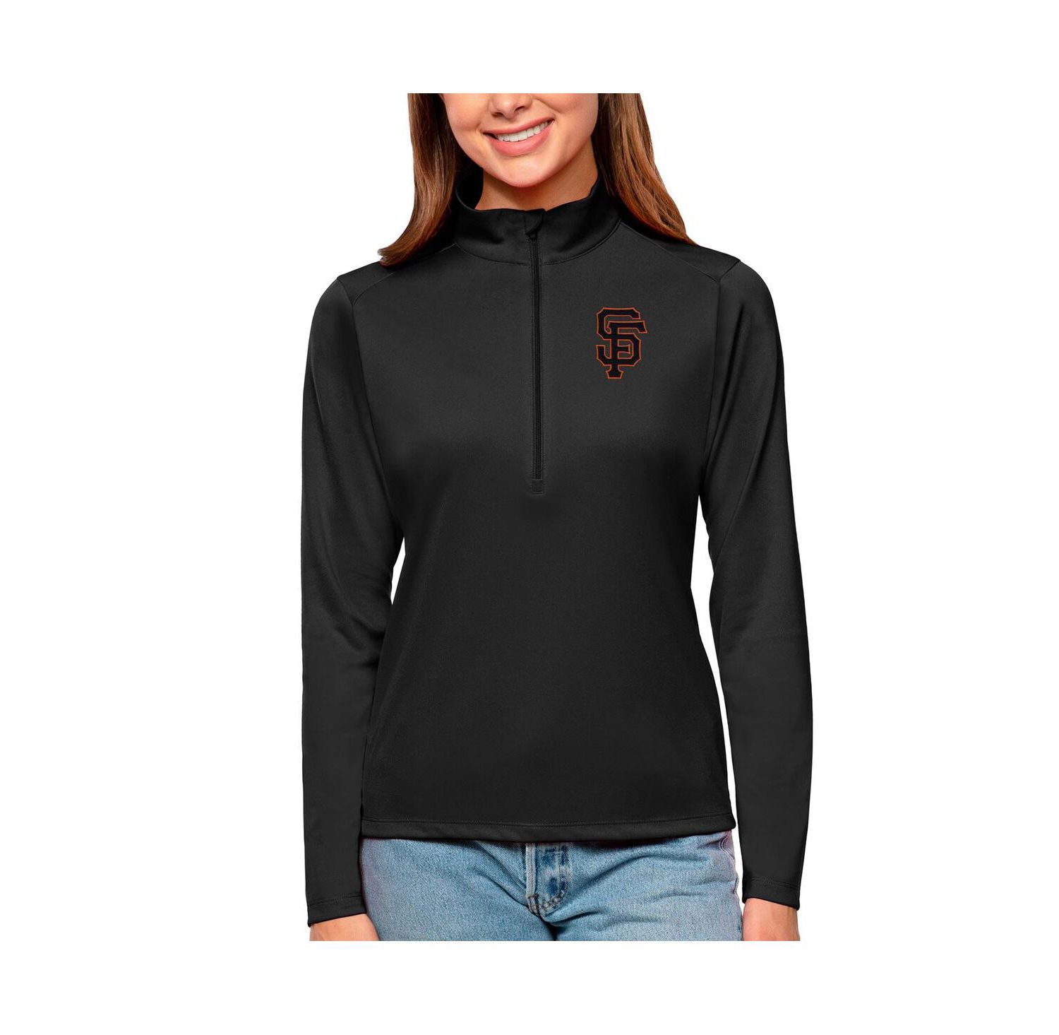 Women's Black San Francisco Giants Tribute Quarter-Zip Pullover Top