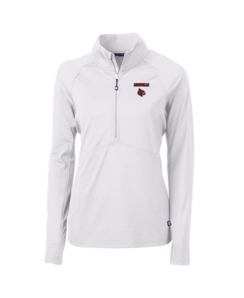 Женские свитеры Cutter & Buck Women's White Louisville Cardinals Adapt Eco Knit Half-Zip Pullover Jacket
