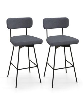 2 Piece 29 Inch Counter Height Upholstered Swivel Bar Stool Set