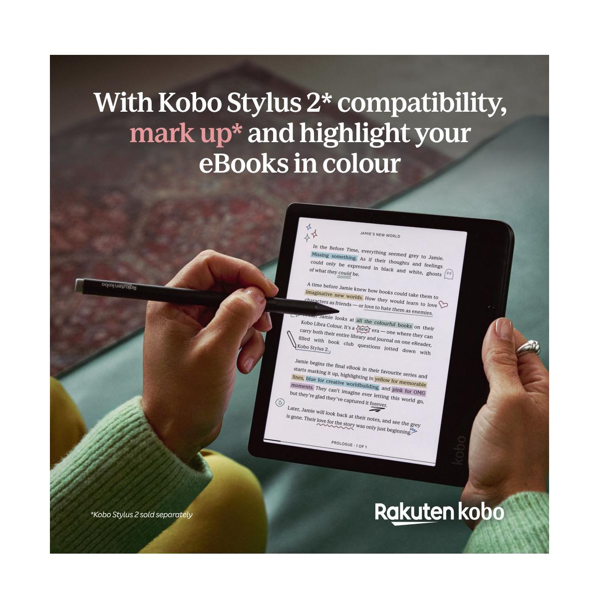 Kobo Libra 32GB Colour eReader with Notebook SleepCover Case and Stylus Bundle