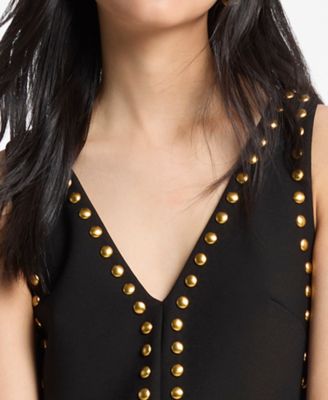 michael kors black dress with gold studs Balenciaga Shoelace-Embellished Dress Black Crepe Size 38 Sleeveless M –  Celebrity Owned