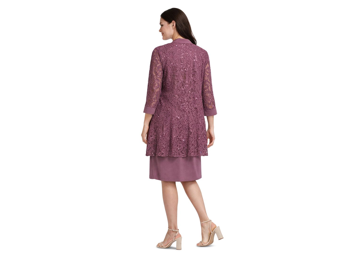 Women's 2-Pice. Sequined Lace Jacket & Necklace Dress Set