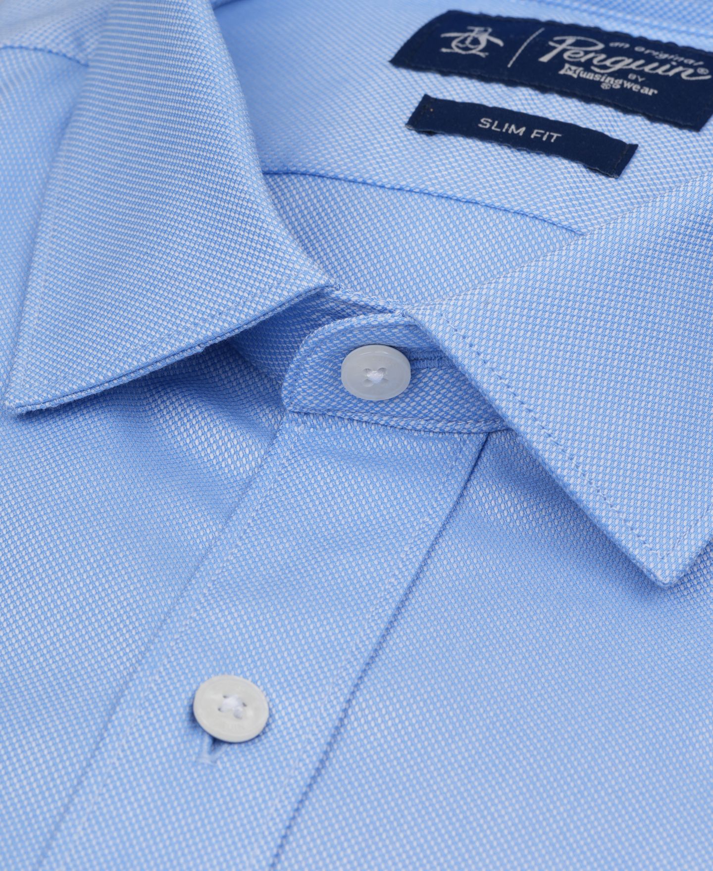 Мужская рубашка Original Penguin Slim-Fit Collared Oxford Dress Shirt, цвет: Синий — фото 7