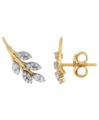 Diamond Leaves Earrings (1/4 ct. t.w.) in 14k Yellow Gold