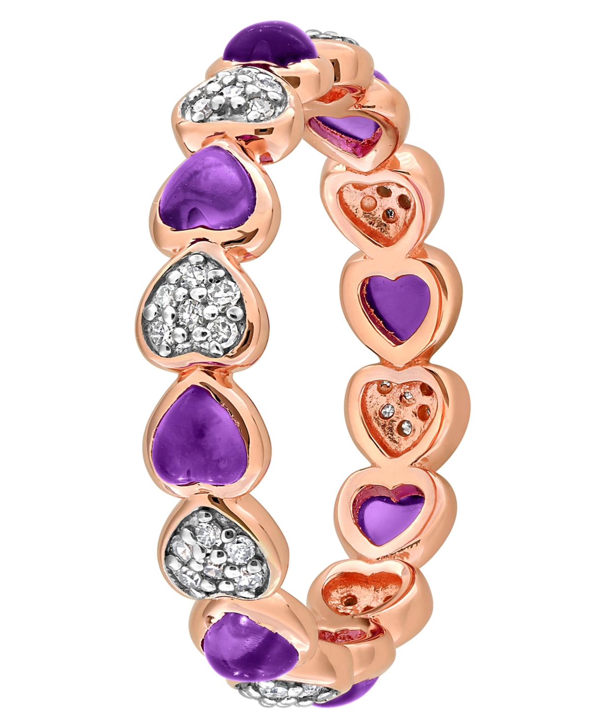 Macy's Amethyst (1-5/8 ct. t.w.) and Diamond (1/5 Ring 18k Rose Gold Flash Plated Sterling Silver (Also Available Blue Topaz)