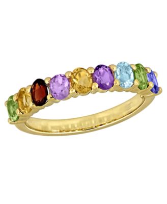 Multi-Gemstone (1-5/8 ct. t.w.) Ring in 18k Gold Flash Plated Sterling Silver