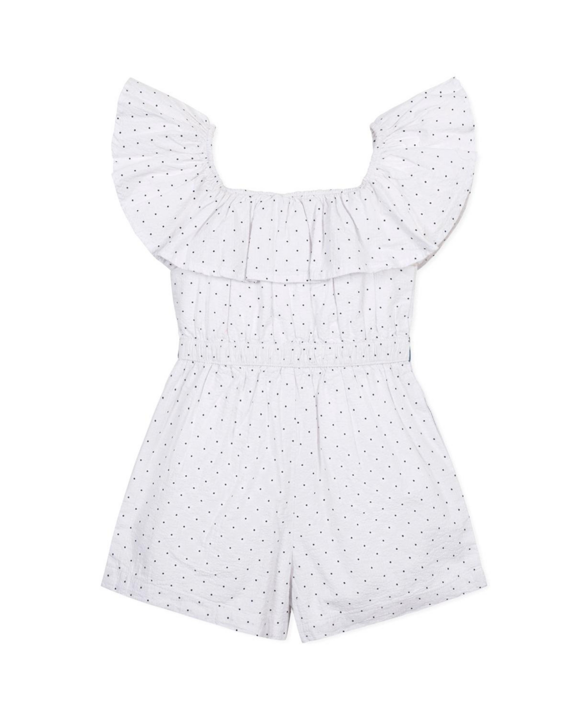 Hope and Henry Toddler Girls' Organic Ruffle Collar Button Front Seersucker Romper
