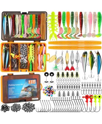 137-piece Fishing Lures Tackle Box Crankbaits Spoon Hooks Weights Gear Kit Bass Freshwater