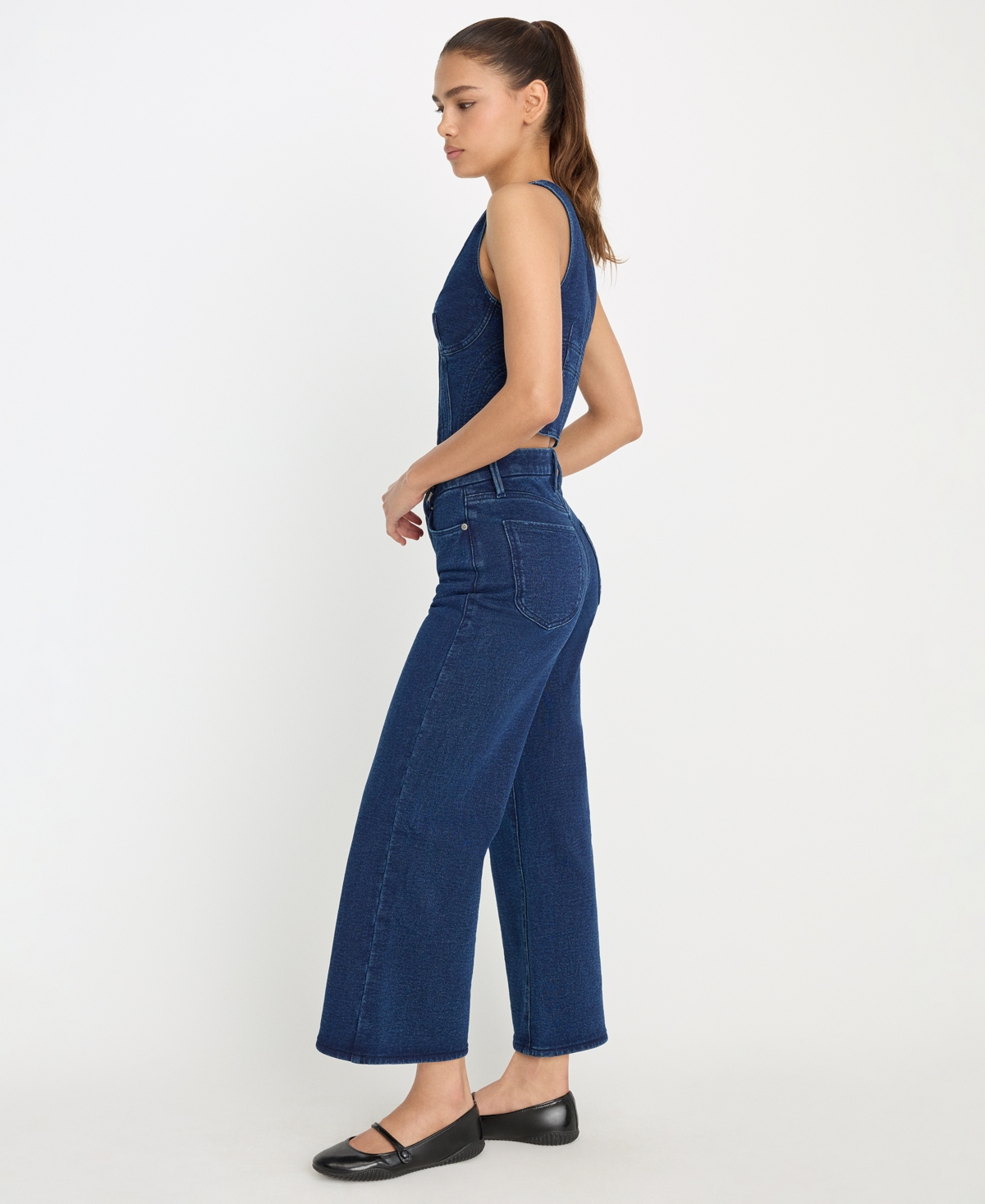 Good American Women's Jeanius Wide-Leg Crop Cotton Palazzo Pants