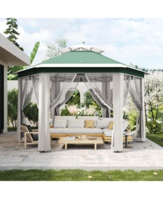 13' x 13' Hexagonal Pop Up Gazebo Canopy Shelter for Backyard, Garden, Lawn