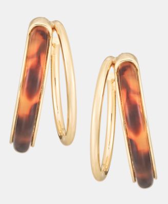 Medium Tortoise-Look Split-Hoop Earrings, 1.2" 