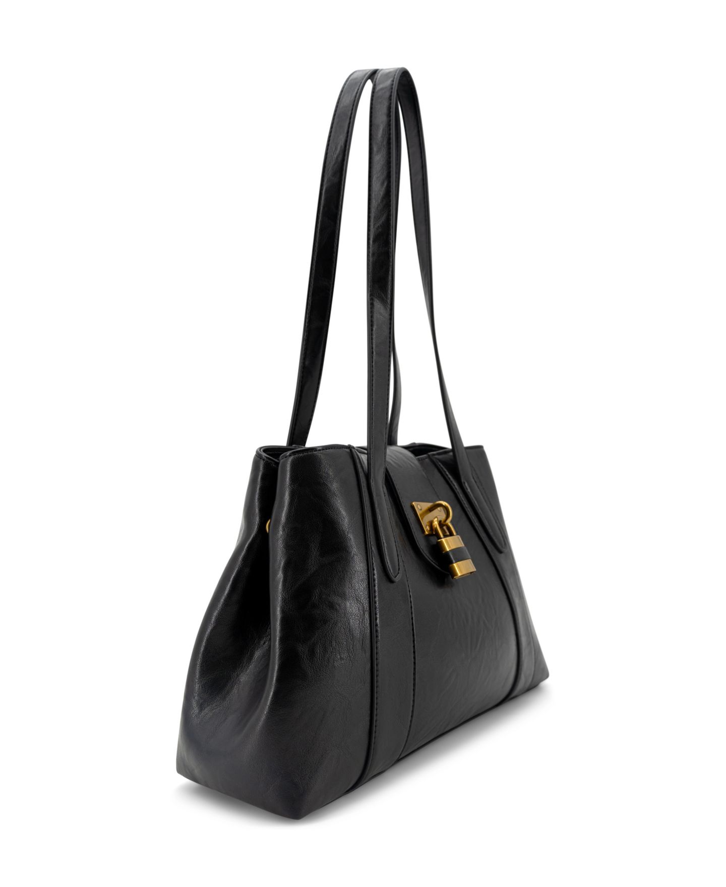Женская сумка LIKE DREAMS Fiora Signature Lock Medium Satchel Handbag, цвет: Чёрный — фото 3