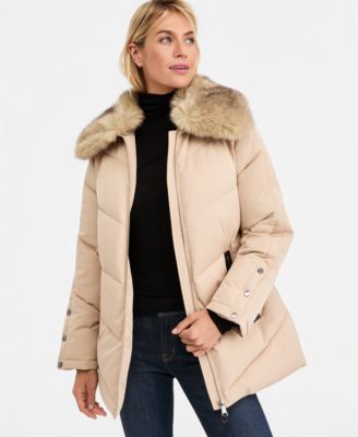 Women's Faux-Fur-Collar Puffer Coat
