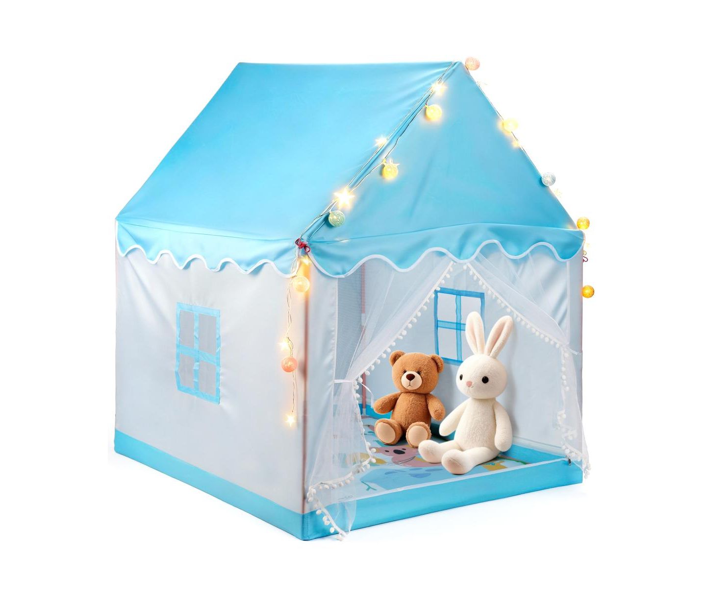 Детские игрушки Bruce & Shark Indoor Play Tent with Star & Ball Lights and Play Mat, 3-Piece Set, Ages 3+, цвет: Синий — фото 1