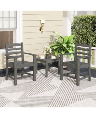 6-Piece HDPE Patio Dining Set with Armchairs and Bench