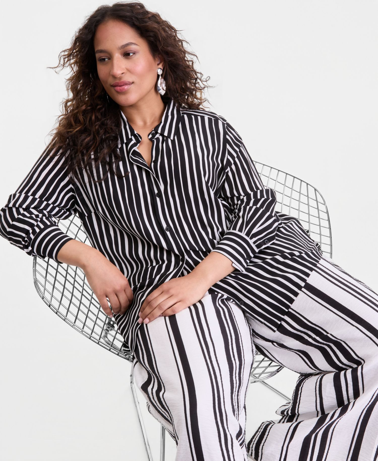 Plus Size Printed Button-Up Top
