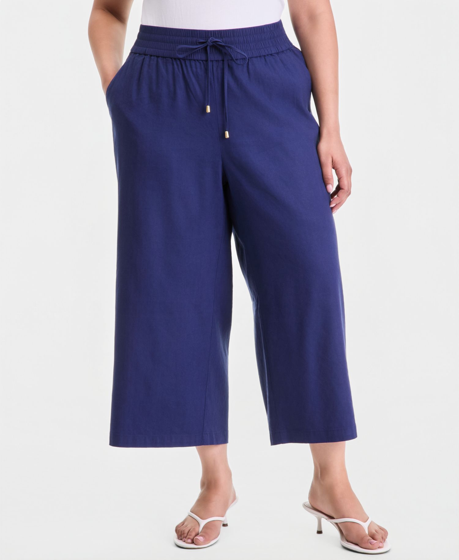 Plus Size High-Rise Cropped Wide-Leg Pants