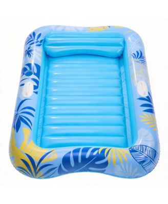 Inflatable Tanning Pool Lounger Float Pillow Drink Holder Sunbathing Bed