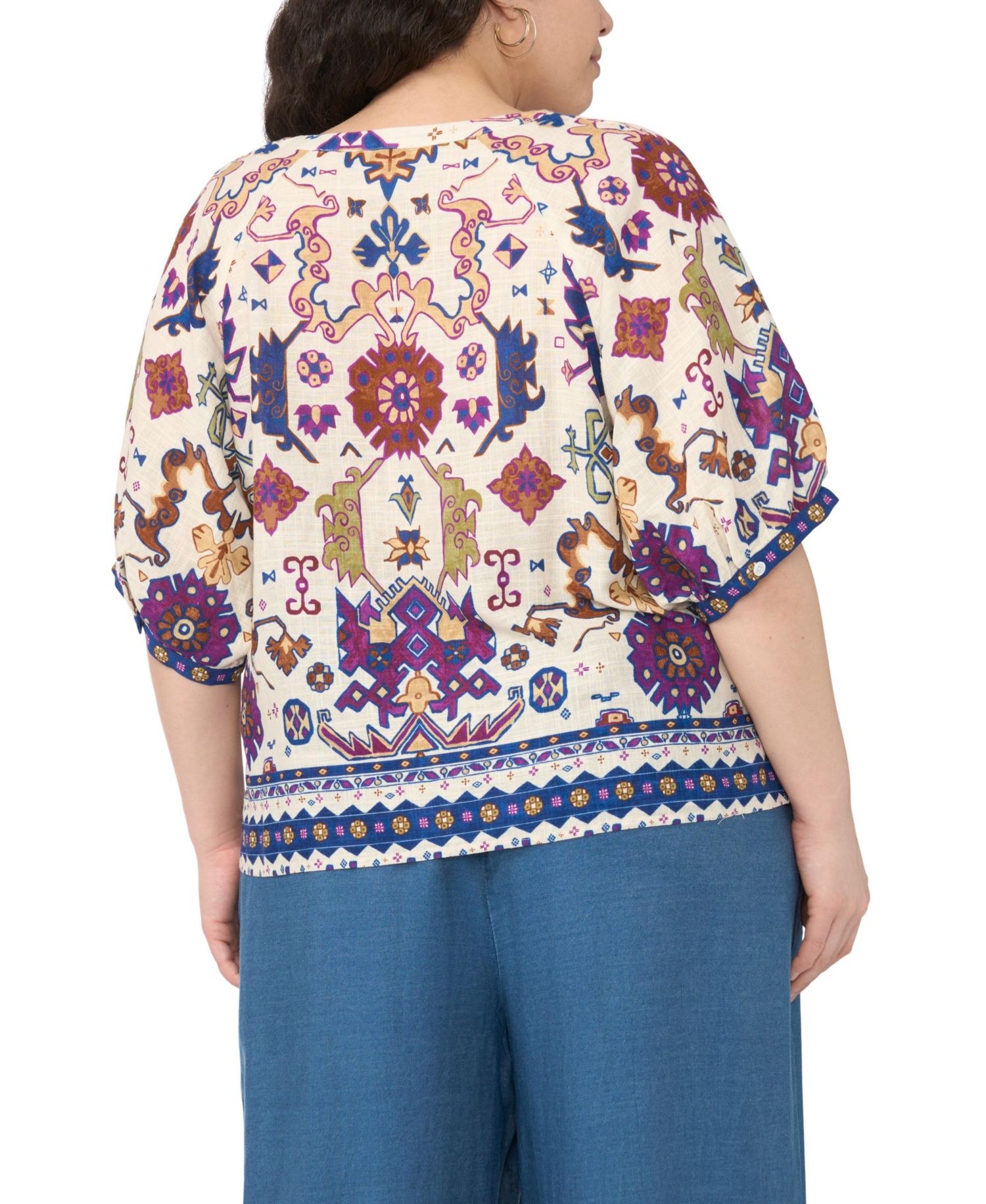 Plus Size Split V-Neck Top