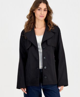 Juniors' Cropped Trench Coat