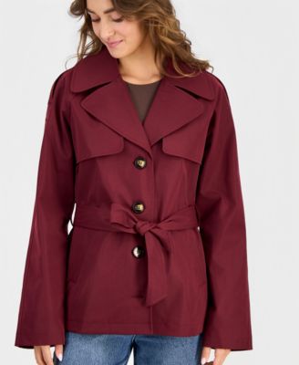 Juniors' Cropped Trench Coat